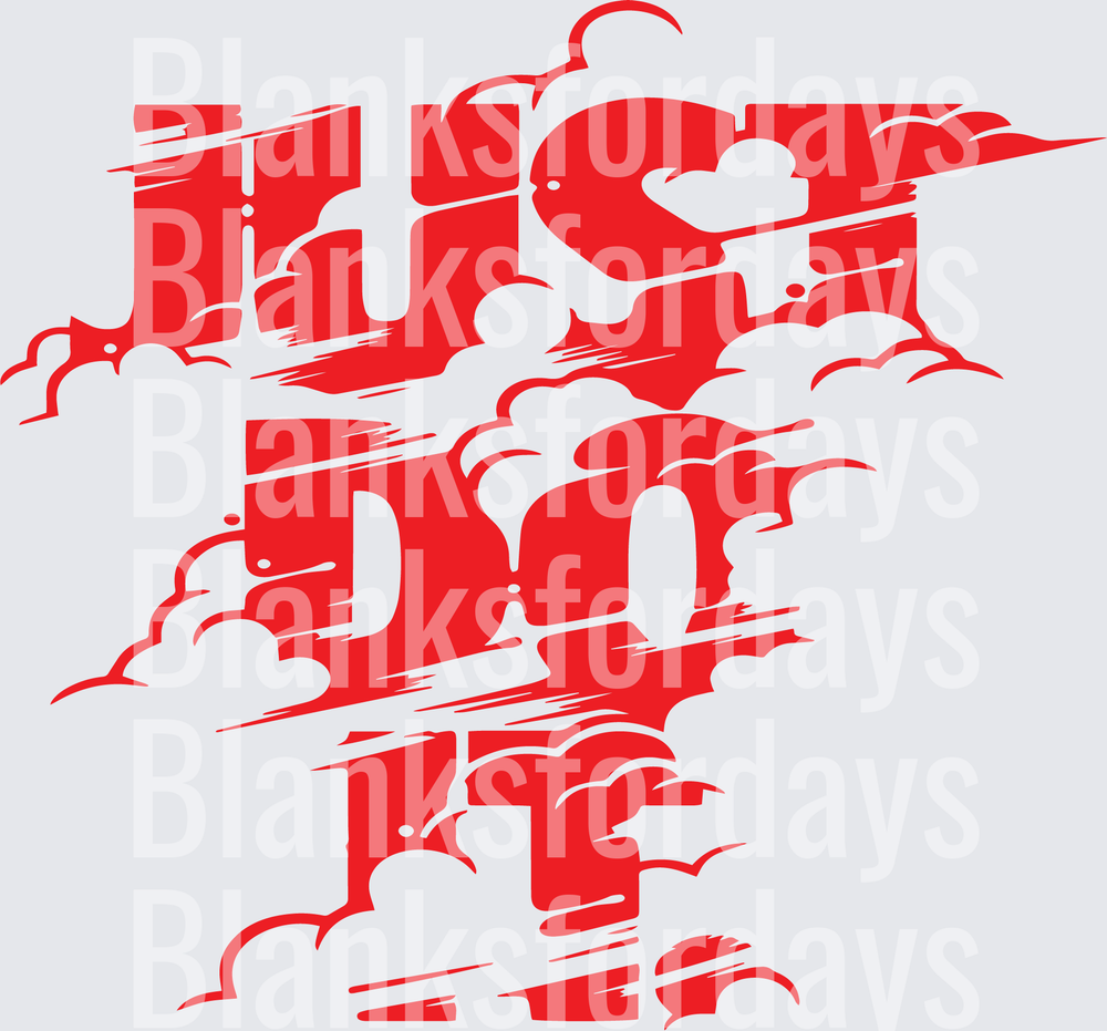 Red Bold Letters with Asian Cloud Design (DTF)