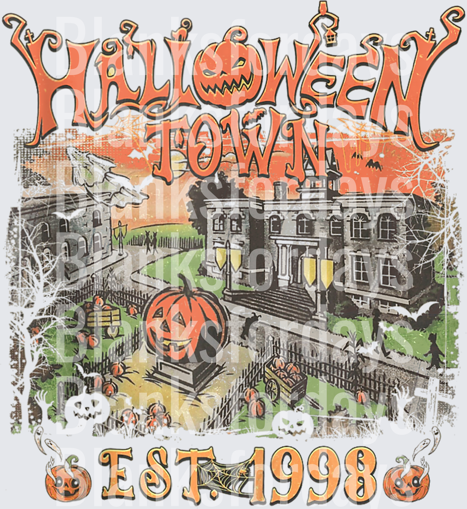Halloween Town Est. 1998 Spooky Vintage Scene (DTF)