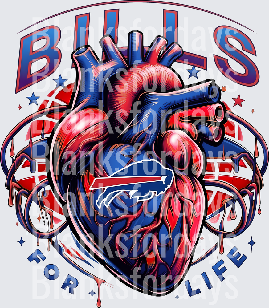 Buffalo Bills For Life Anatomical Heart Football Design (DTF)
