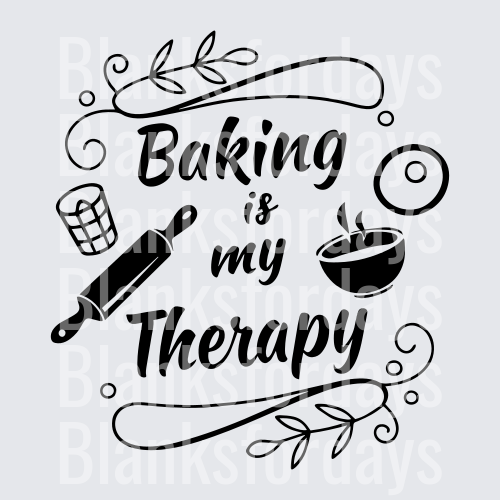 Baking Is My Therapy Script with Rolling Pin and Bowl (DTF)