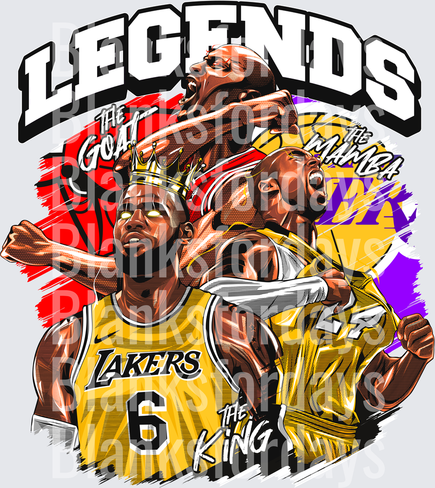 Legends The GOAT The Mamba The King Lakers Basketball Trio (DTF)