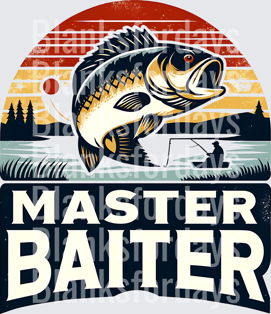 Master Baiter Retro Sunset Bass Fishing Angler Design (DTF)