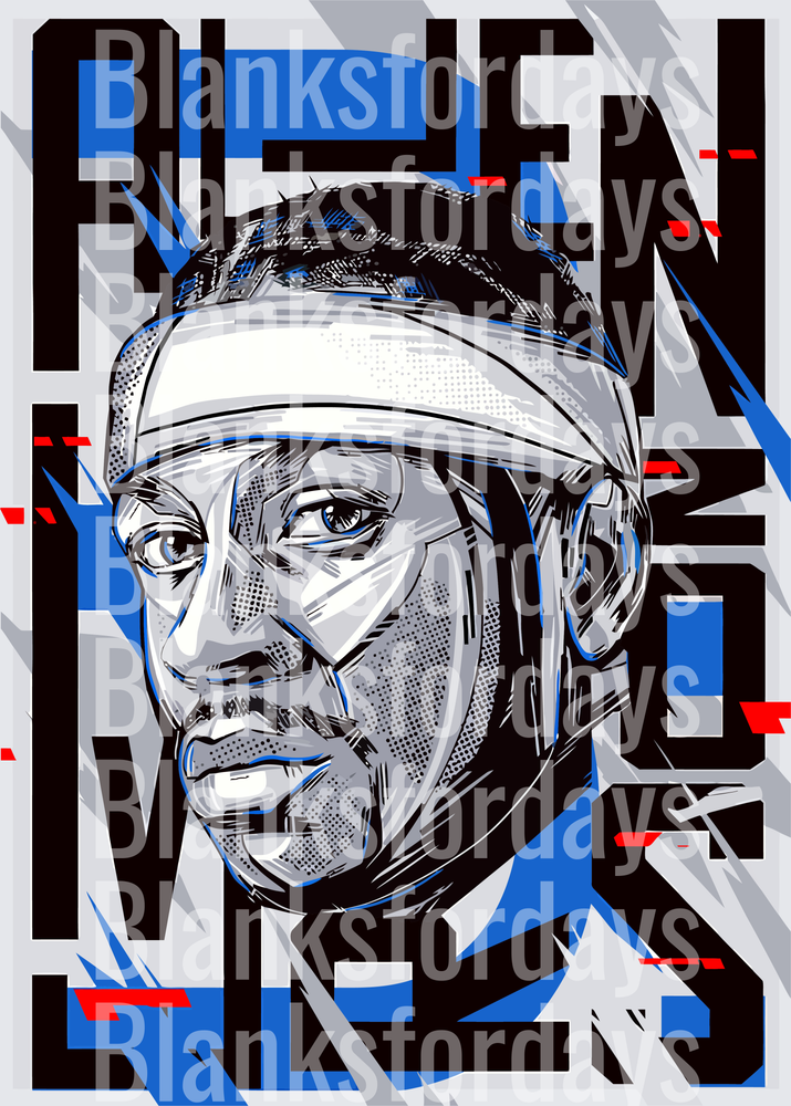 Allen Iverson Comic Style Portrait Bold Typography Art (DTF)