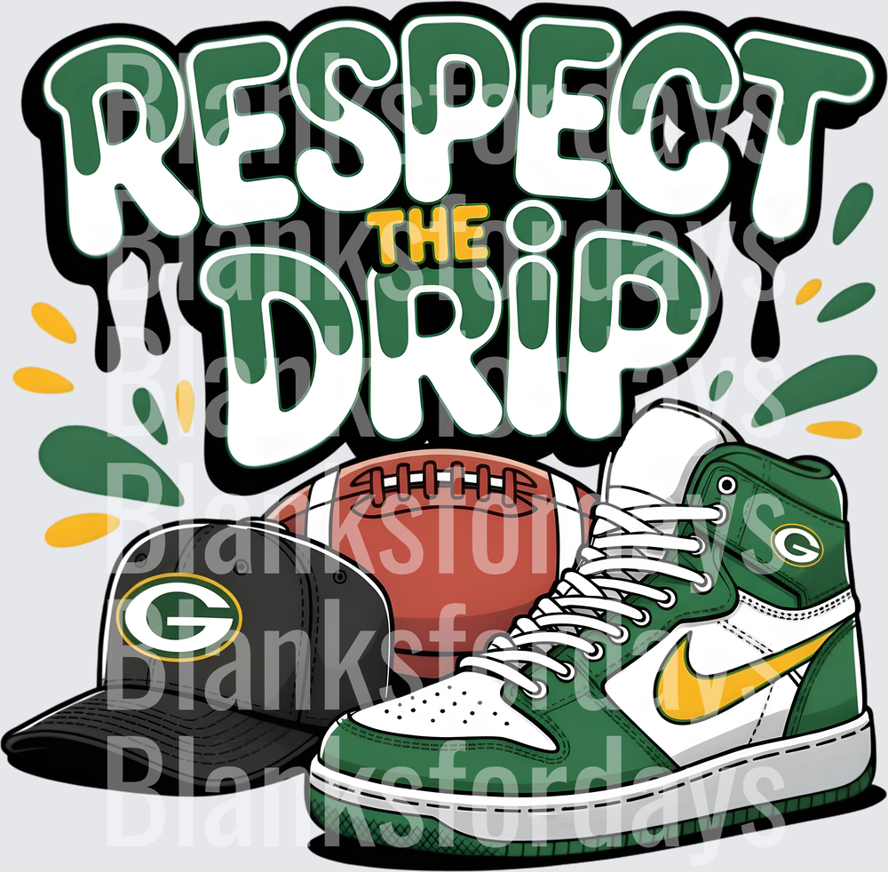 Respect The Drip Green Bay Packers Sneaker Hat Football (DTF)