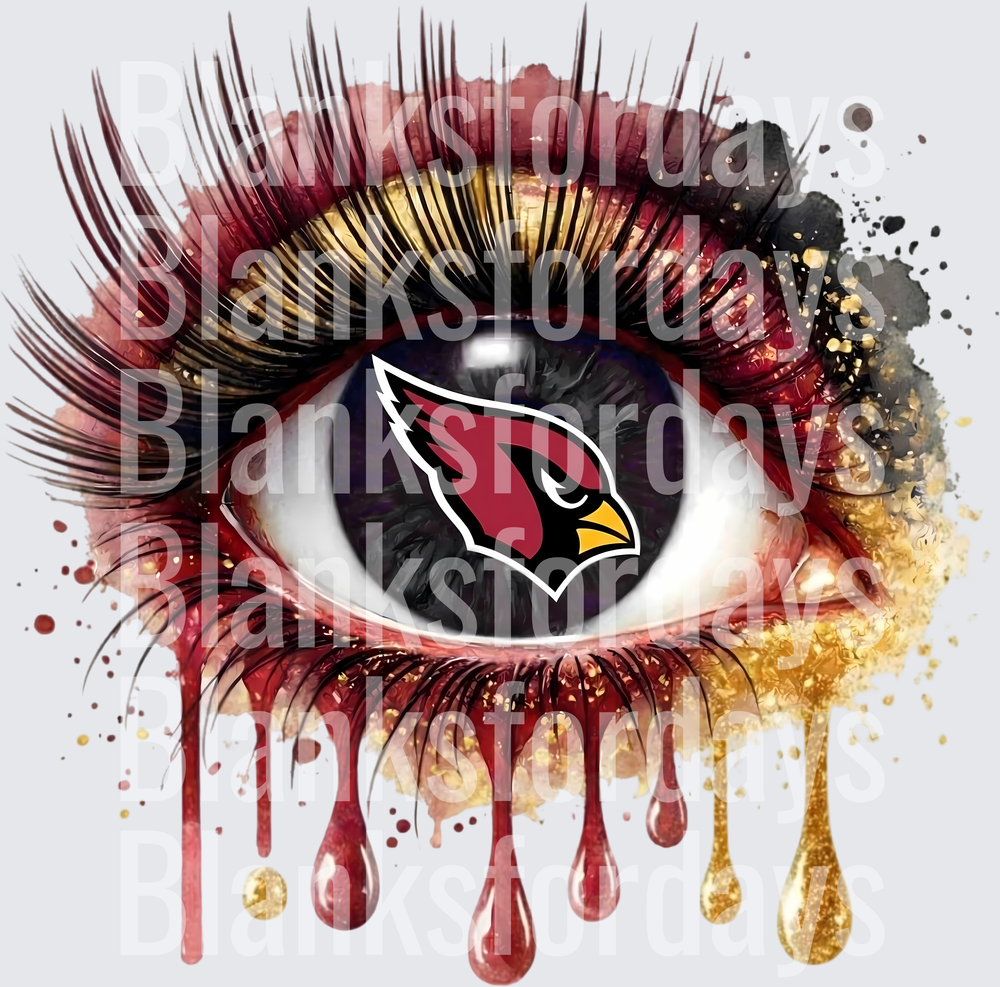 Arizona Cardinals Glitter Eye Red Gold Drip Fan Art (DTF)