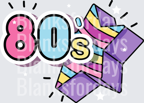80s Retro Bold Text with Colorful Star Burst Design (DTF)