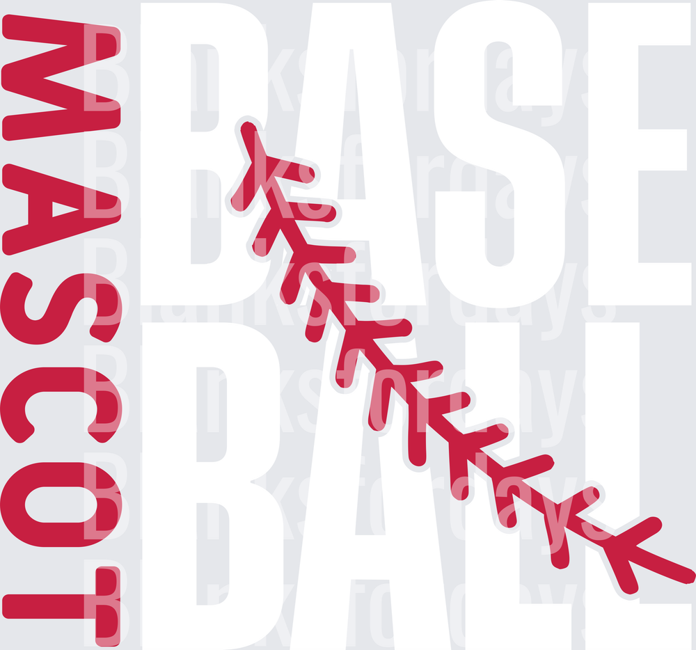 Mascot Baseball Red Stitch Graphic Bold Text Design (DTF)
