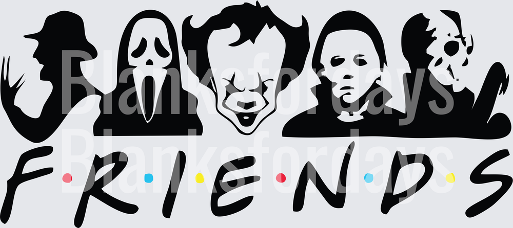 Horror Icons Friends Parody Freddy Ghostface Pennywise Myers Jason (DTF)