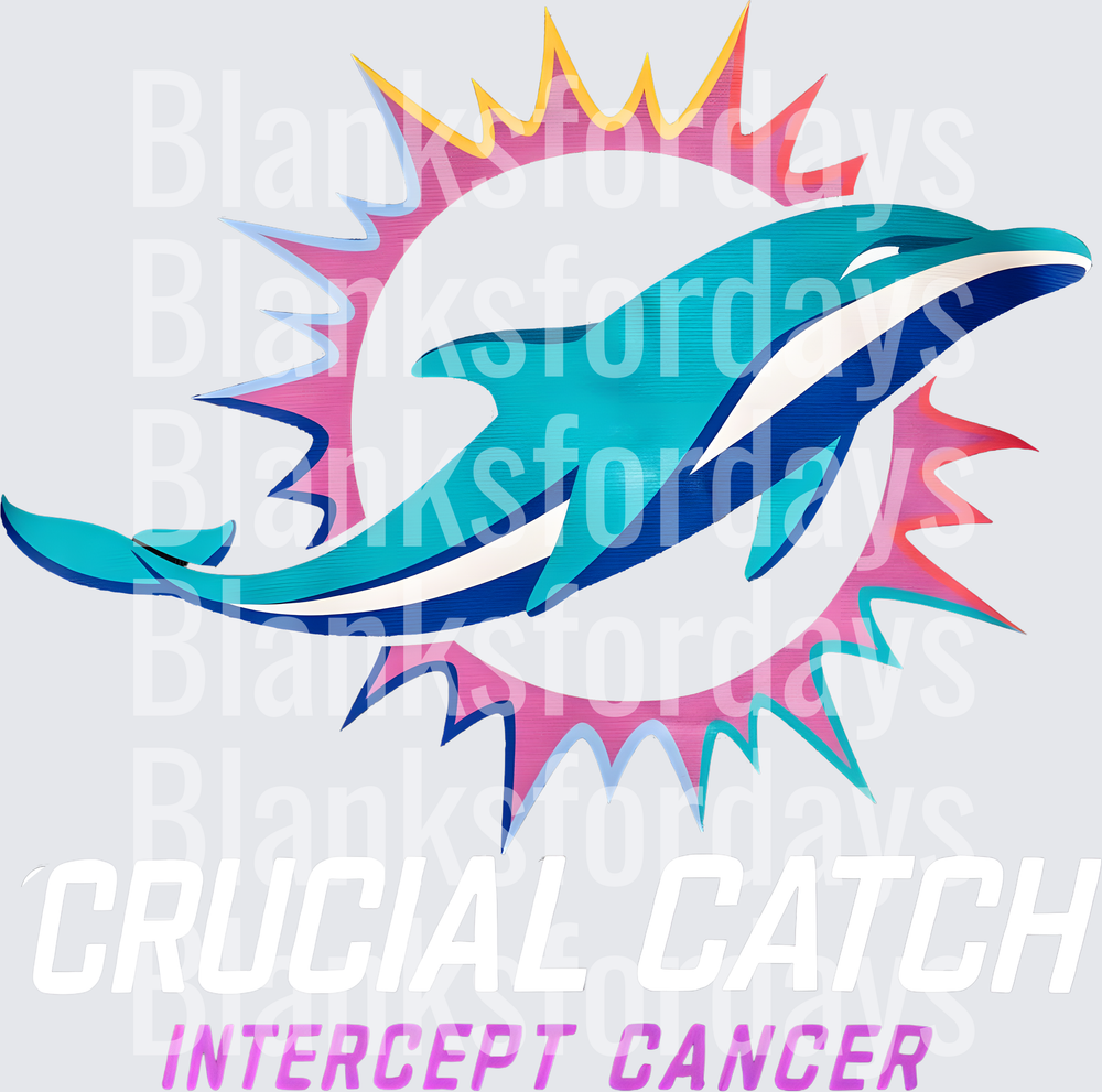 Miami Dolphins Crucial Catch Intercept Cancer Pink Logo (DTF)