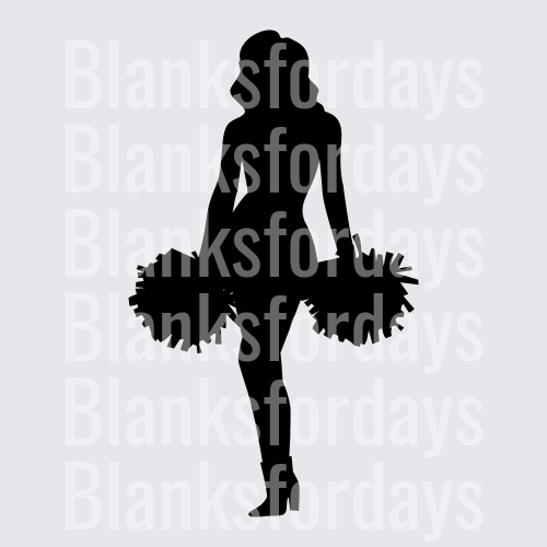 Cheerleader Silhouette with Pom Poms Black Graphic (DTF)