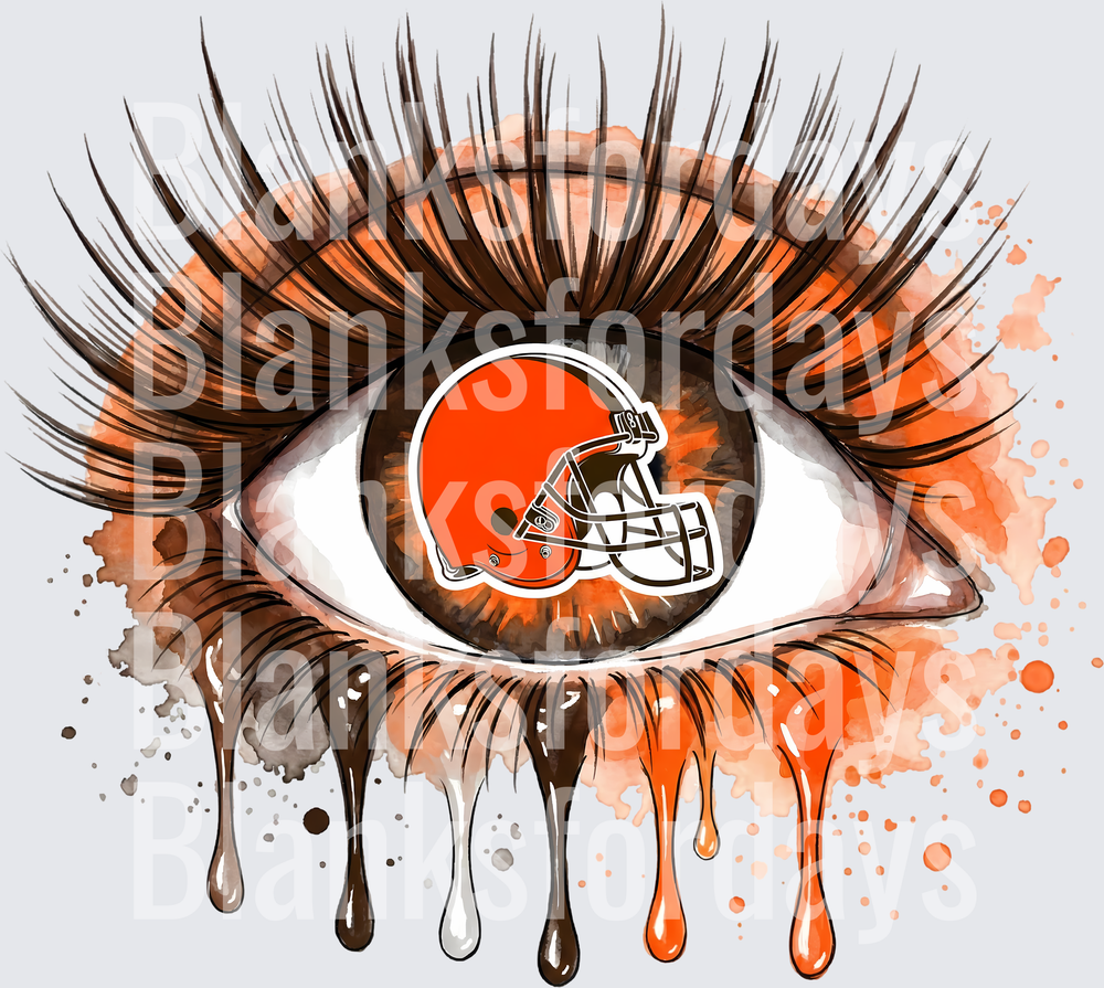Cleveland Browns Helmet Eye Drip Watercolor Fan Art (DTF)