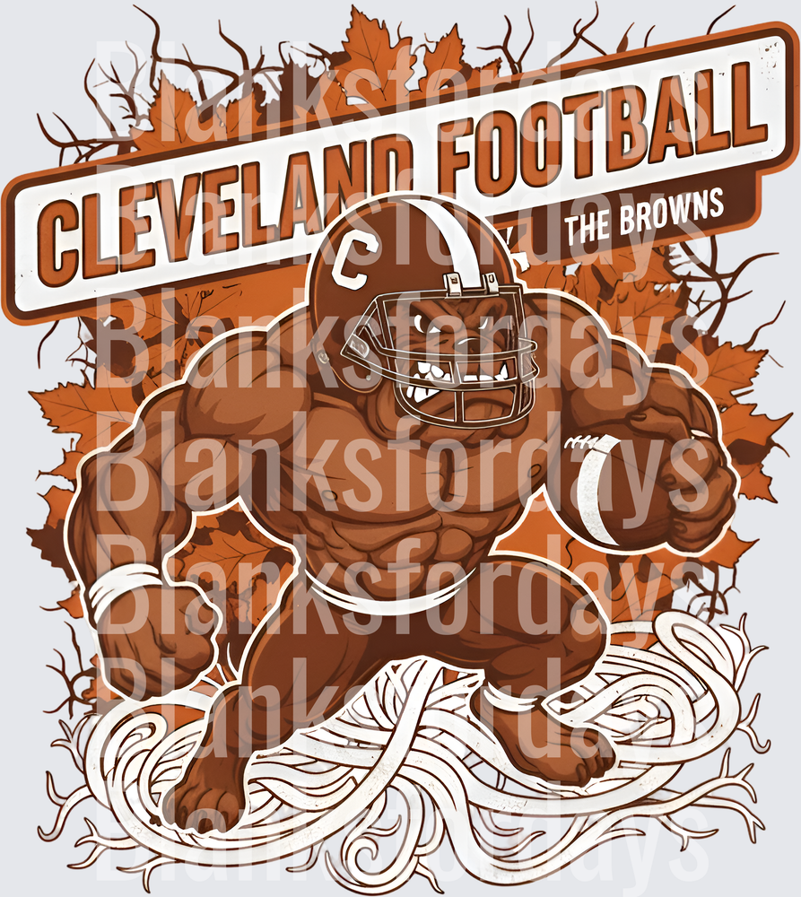 Cleveland Football The Browns Bulldog Mascot Fall Leaves (DTF)