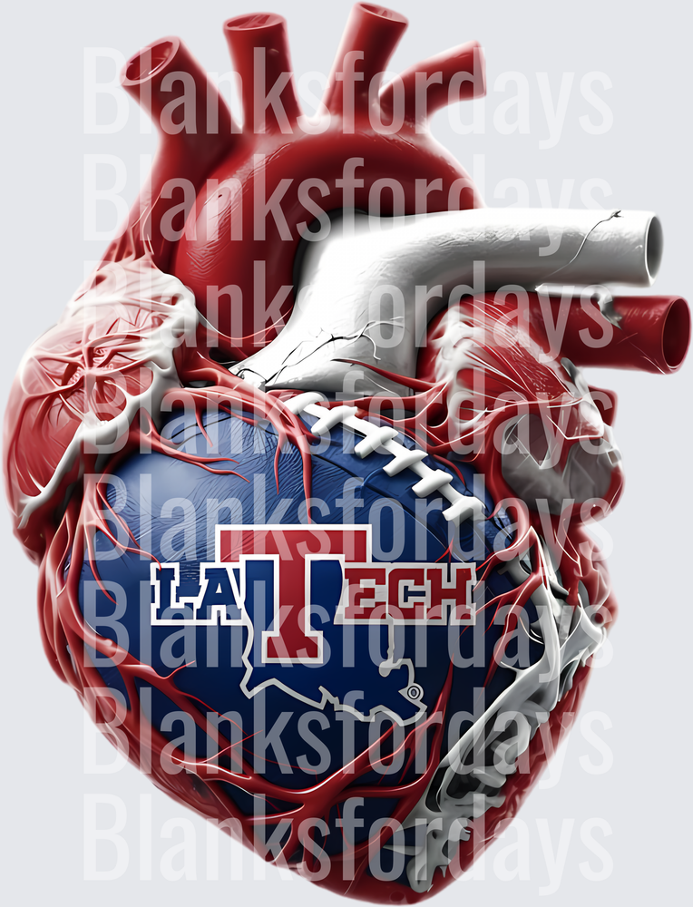 Louisiana Tech Bulldogs Anatomical Heart Football (DTF)