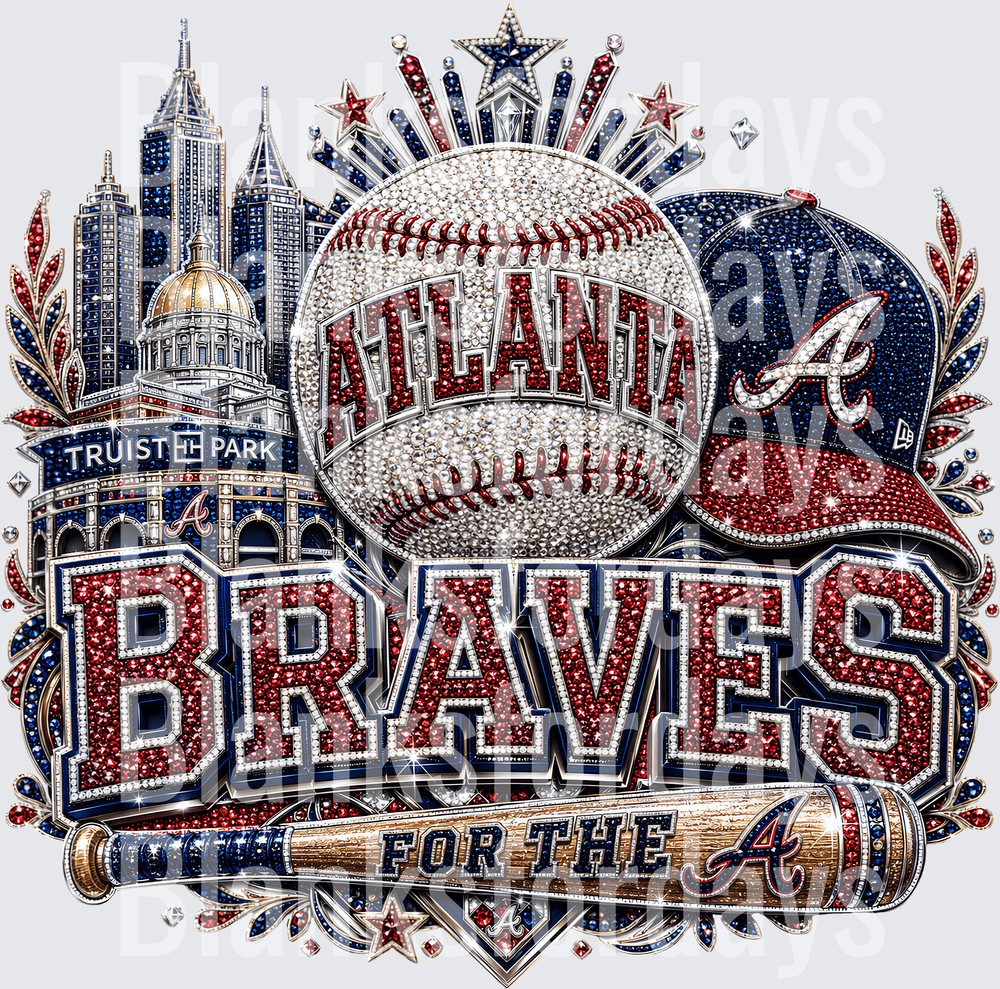 Atlanta Braves Rhinestone Bling Truist Park Baseball Design (DTF)