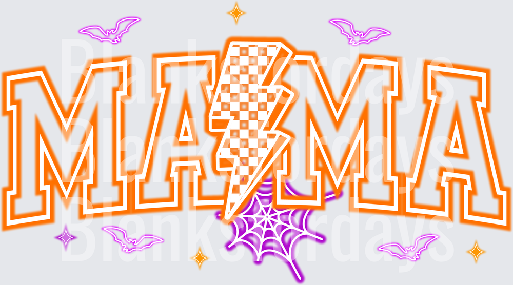 Halloween Mama Lightning Bolt Checkered Bats Spiderweb (DTF)