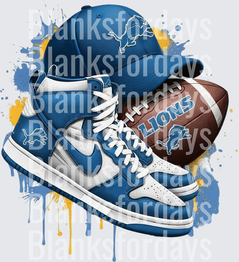 Detroit Lions Sneaker Hat Football Paint Splatter (DTF)
