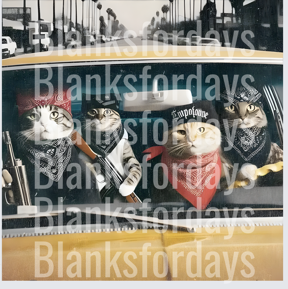 Gangster Cats Riding Lowrider LA Street Crew Bandana Squad (DTF)