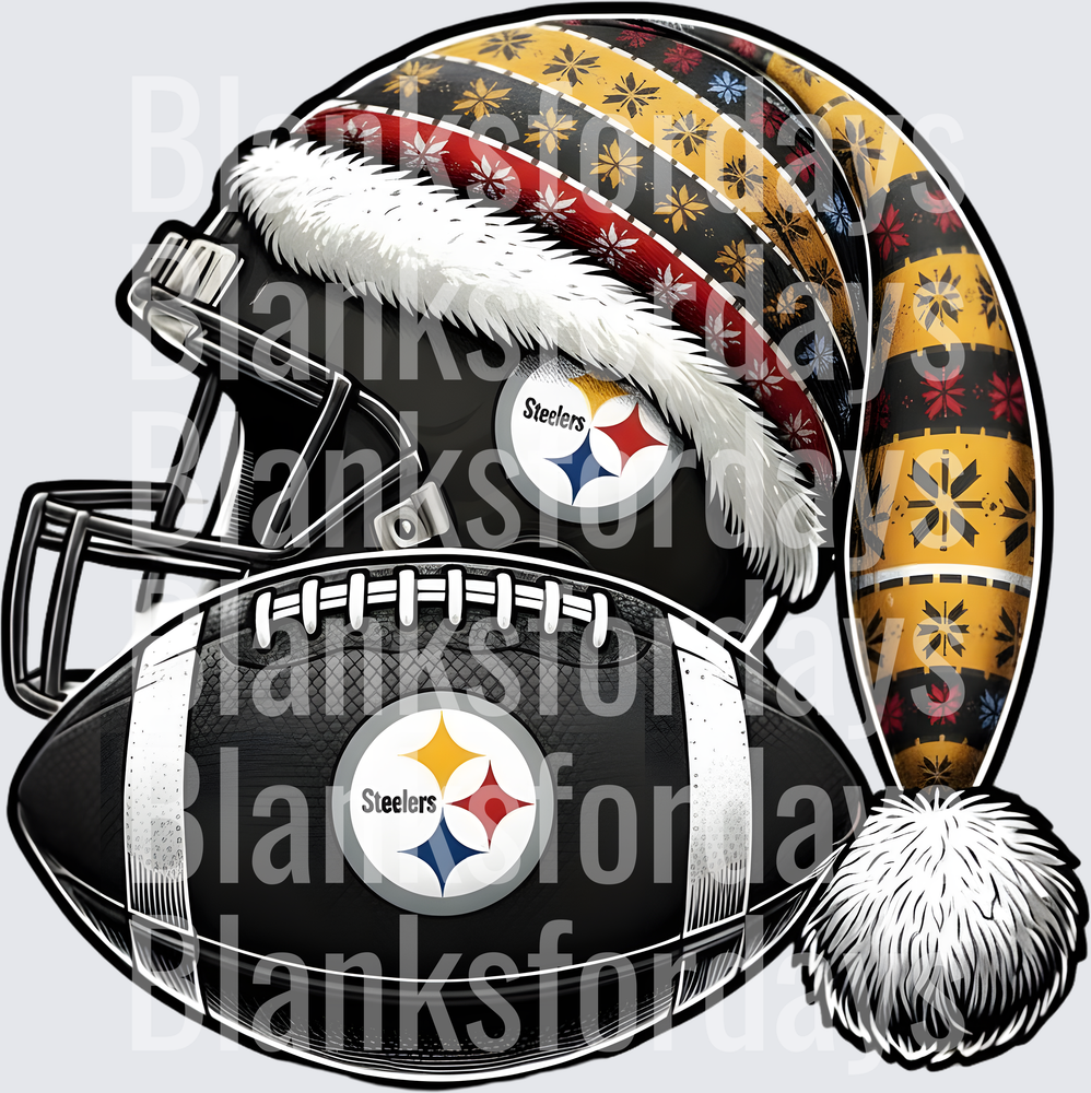 Pittsburgh Steelers Christmas Santa Hat Helmet Football (DTF)