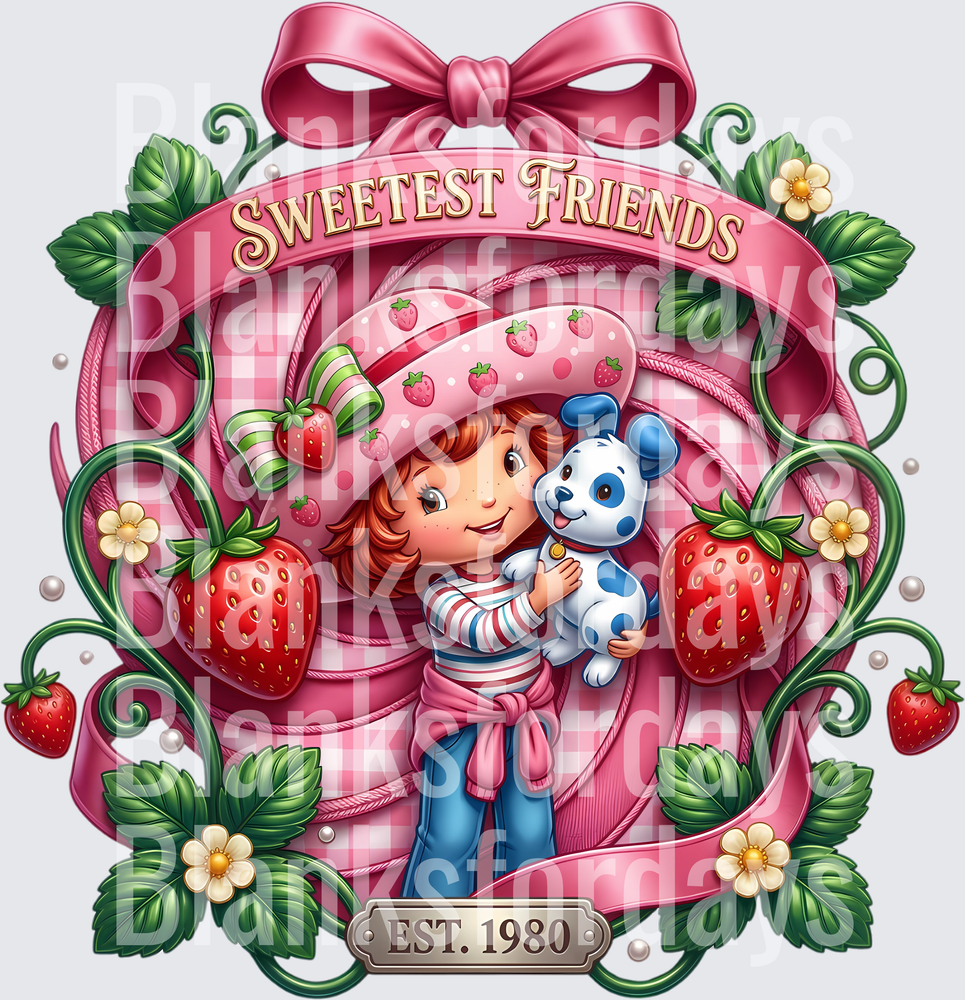 Strawberry Shortcake Sweetest Friends Est. 1980 Pink Bow (DTF)
