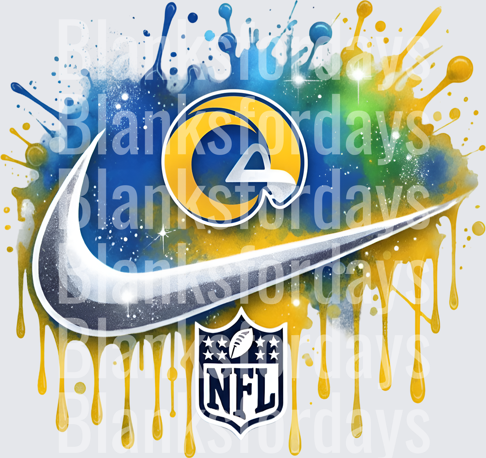 Los Angeles Rams NFL Nike Swoosh Watercolor Paint Splash (DTF)