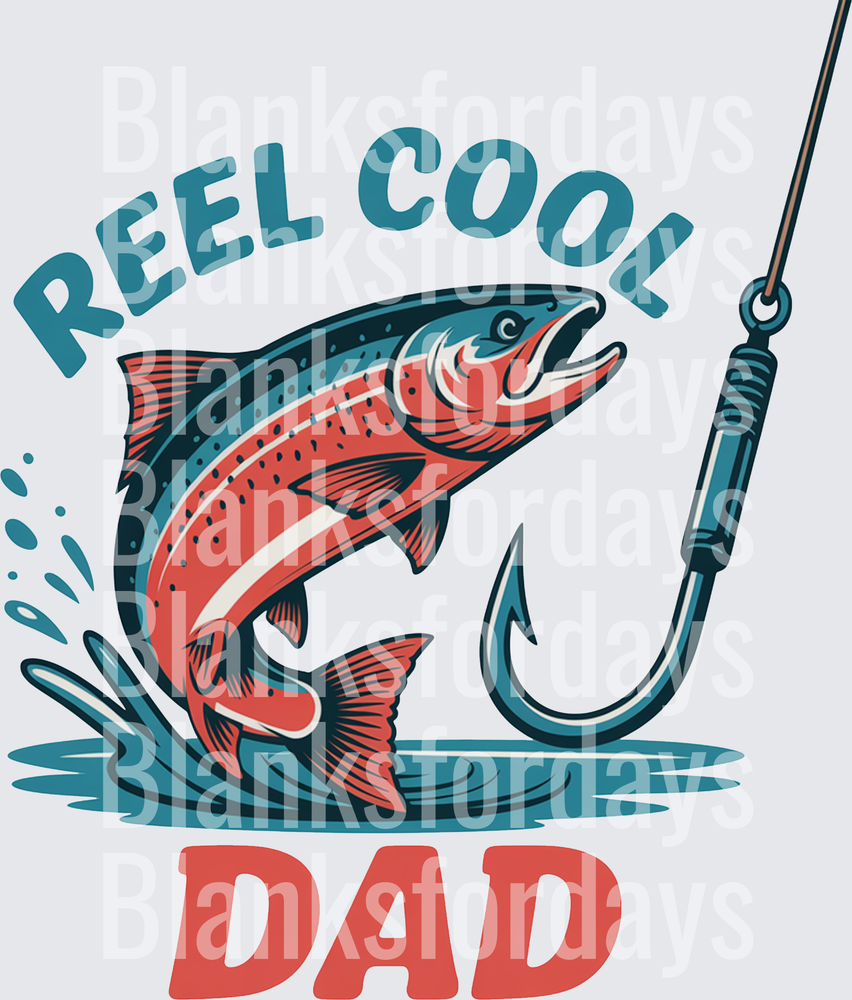 Reel Cool Dad Jumping Trout Fishing Hook Design (DTF)