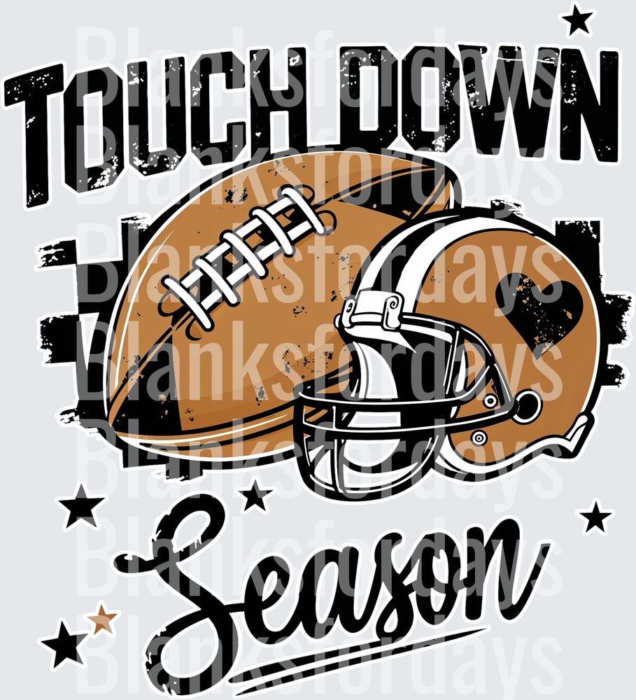 Touchdown Season Football Helmet Grunge Stars Graphic (DTF)