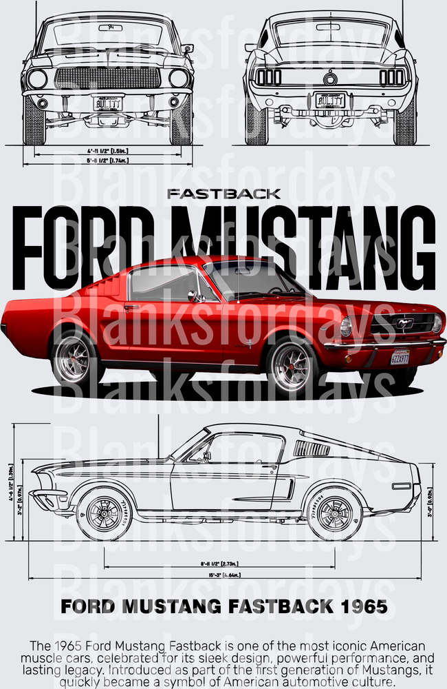 1965 Ford Mustang Fastback Blueprint Technical Drawing (DTF)