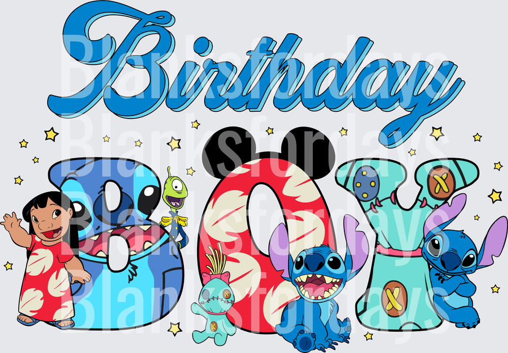 Lilo & Stitch Birthday Boy Letters with Characters (DTF)