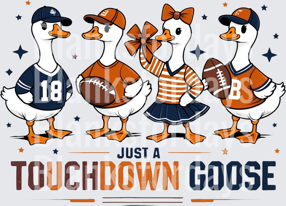 Just A Touchdown Goose Football Geese Squad Navy Orange (DTF)
