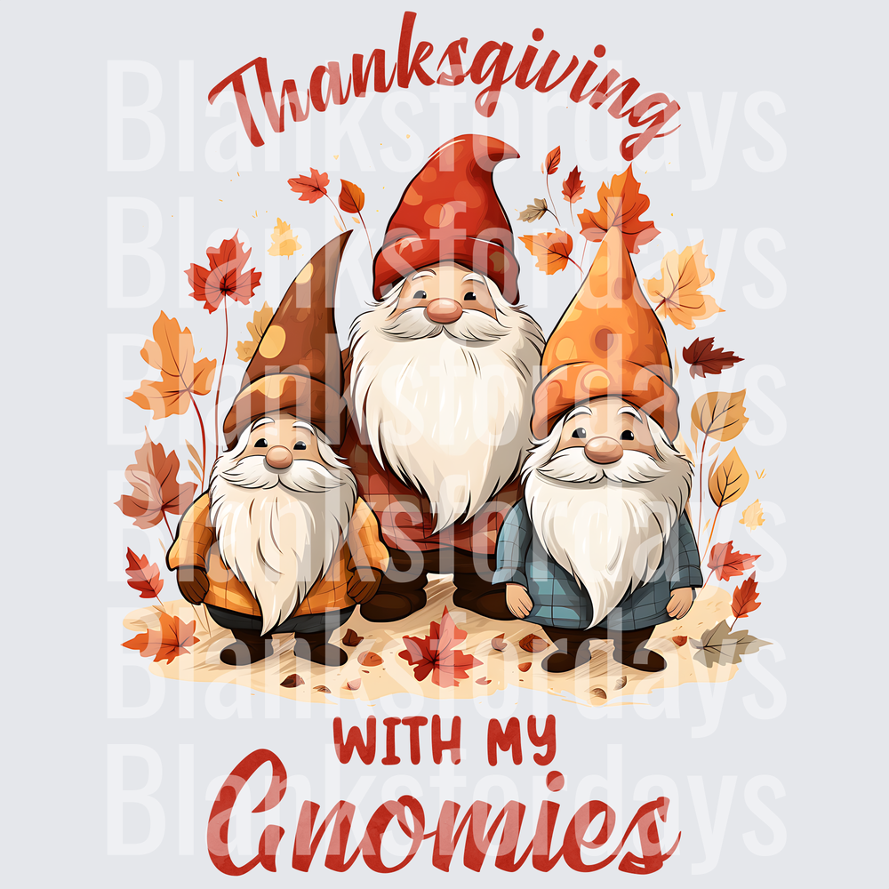 Thanksgiving With My Gnomies Fall Leaves Trio Gnomes (DTF)