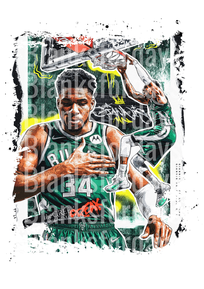 Giannis Antetokounmpo #34 Milwaukee Bucks The Greek Freak (DTF)