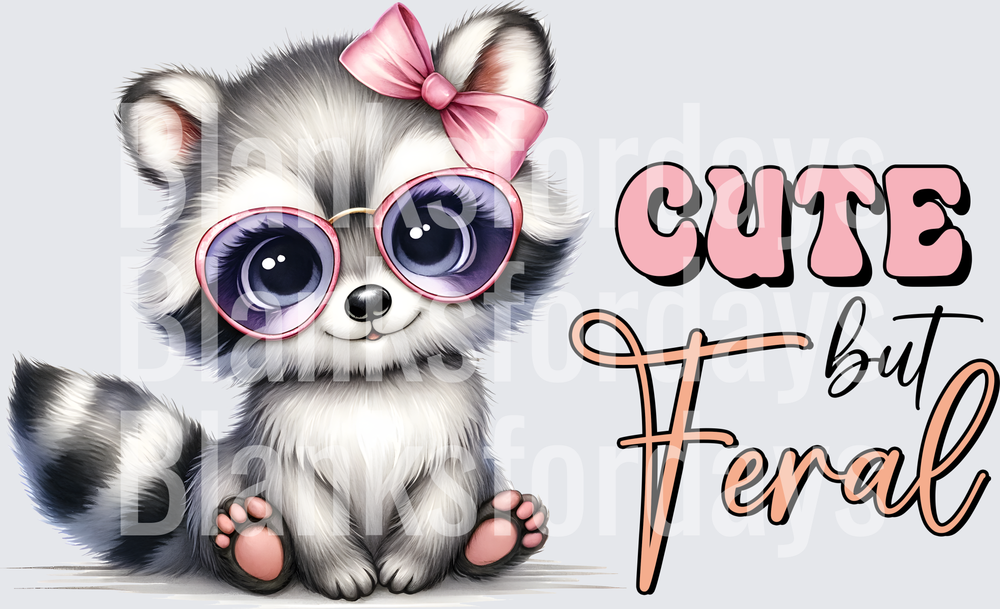 Cute But Feral Baby Raccoon Pink Bow Sunglasses (DTF)