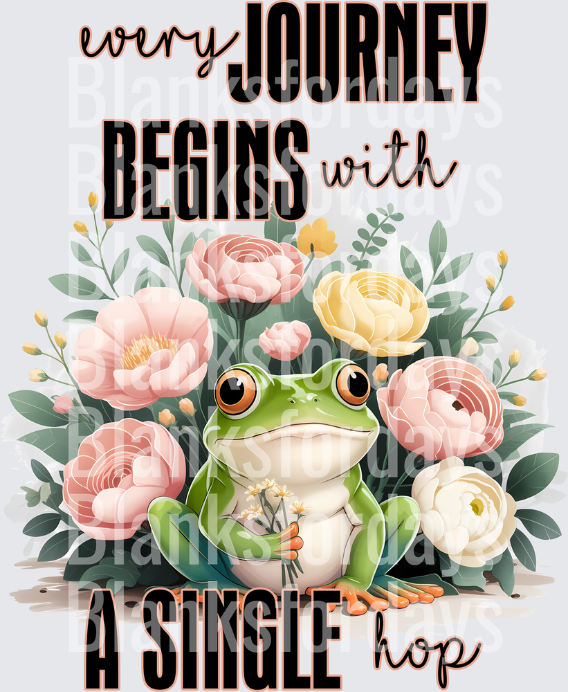 Every Journey Begins With A Single Hop Floral Frog Quote (DTF)