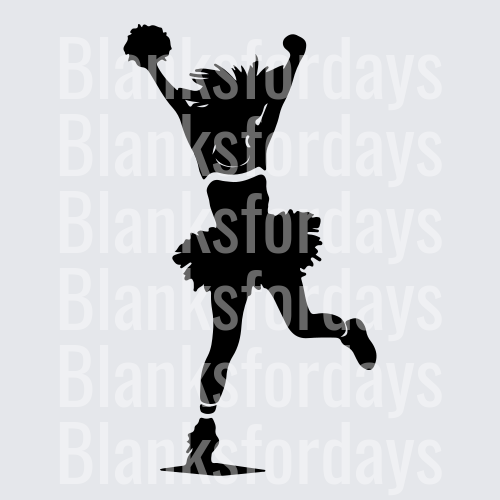 Cheerleader Silhouette Pom Pom Tutu Skirt Spirit Jump Pose (DTF)