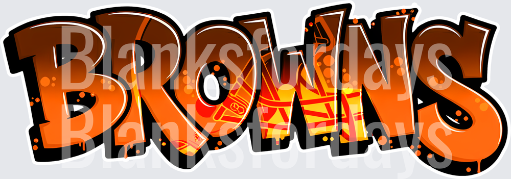 Browns Graffiti Style Bold Letter Word Art Design (DTF)