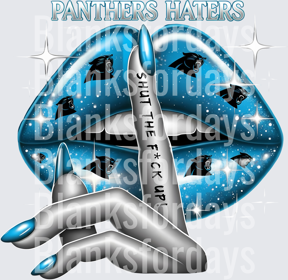 Panthers Haters Shut The F*ck Up Lips Shush Hand Sign (DTF)