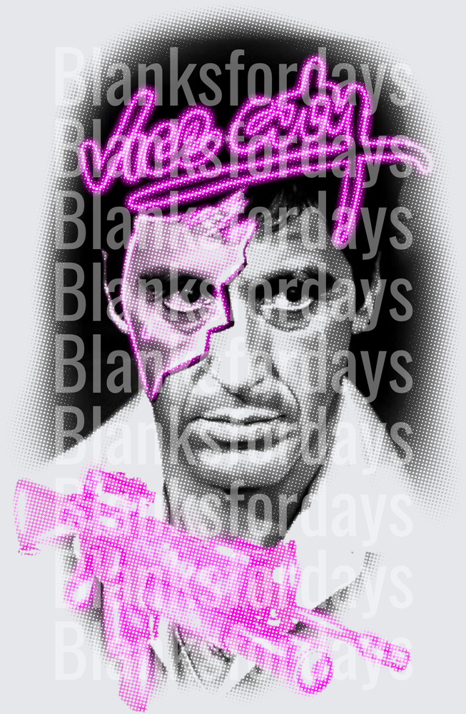 Scarface Tony Montana Vice City Neon Halftone Graphic (DTF)