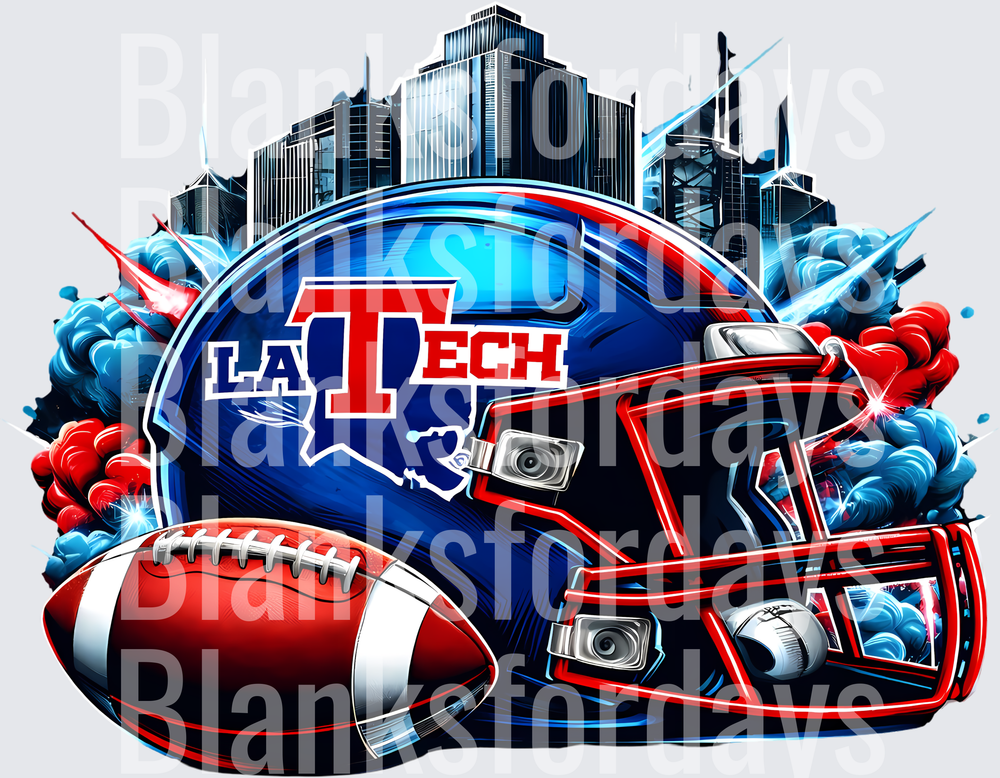 Louisiana Tech Bulldogs Football Helmet Skyline Explosion (DTF)