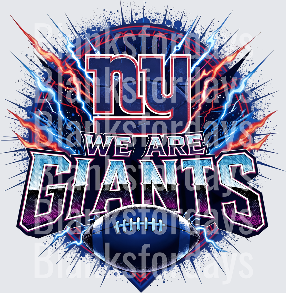 NY Giants We Are Giants Lightning Football Fan Design (DTF)