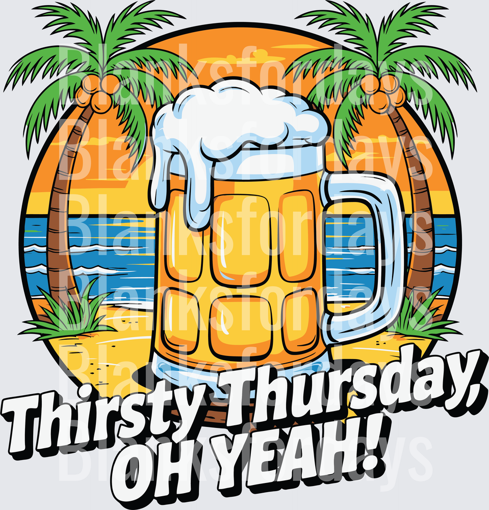 Thirsty Thursday Oh Yeah Tropical Beach Beer Mug Sunset (DTF)