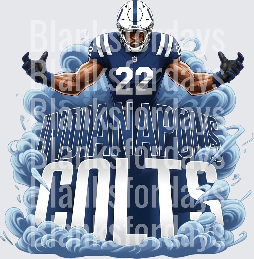 Indianapolis Colts Number 22 Player Smoke Effect Graphic (DTF)