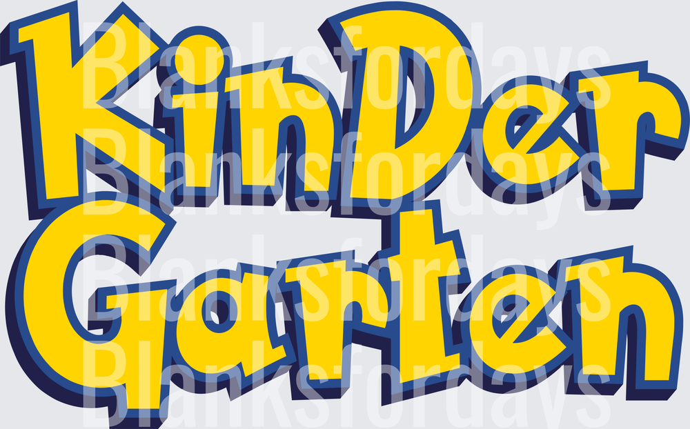 KinDerGarten Bold Yellow Blue Comic Style Typography (DTF)