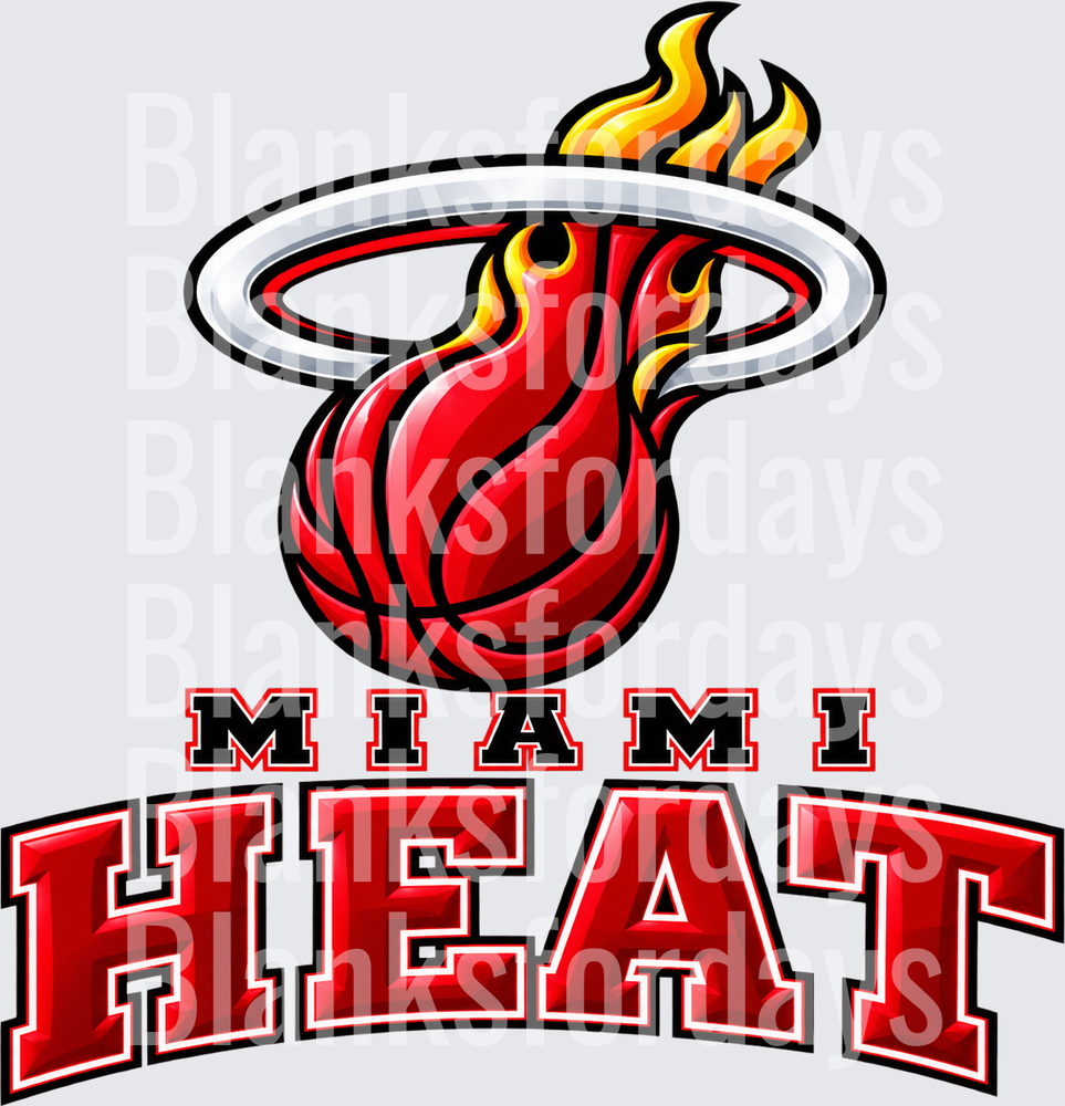 Miami Heat Flaming Basketball Logo Bold Graphic Design (DTF)