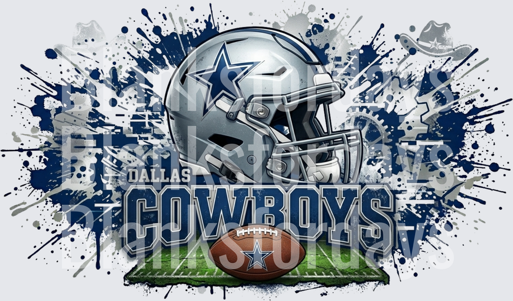 Dallas Cowboys Helmet Football Navy Blue Paint Splatter (DTF)