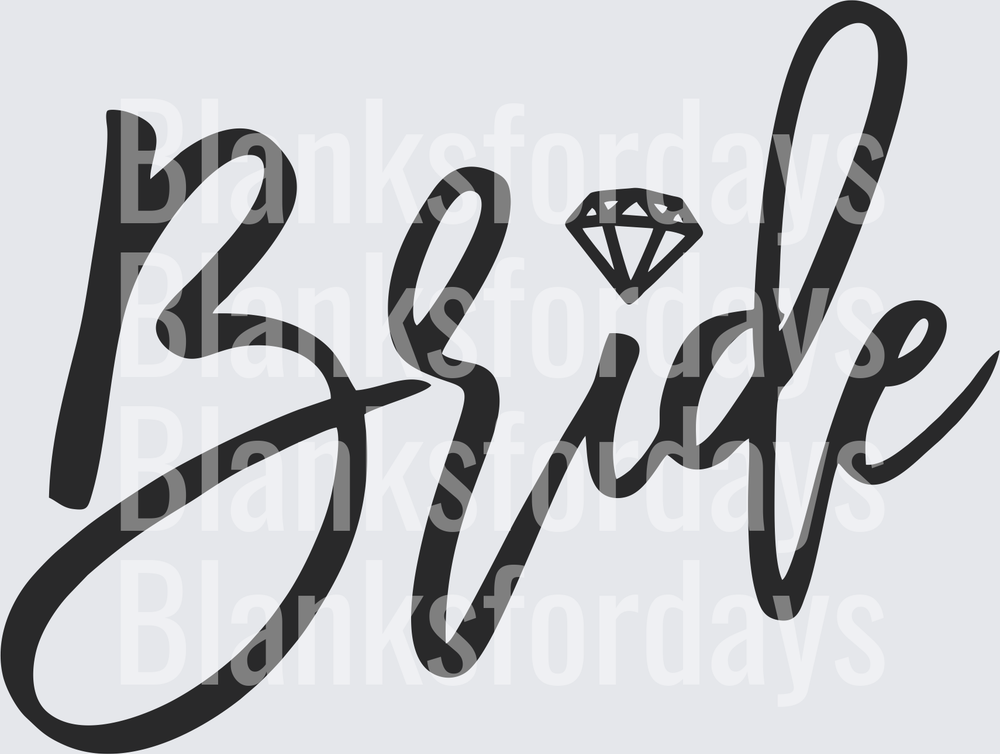 Bride Script Lettering with Diamond Ring Accent (DTF)
