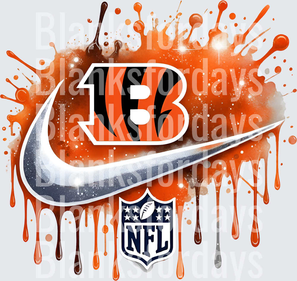 Cincinnati Bengals NFL Nike Swoosh Orange Paint Splash (DTF)
