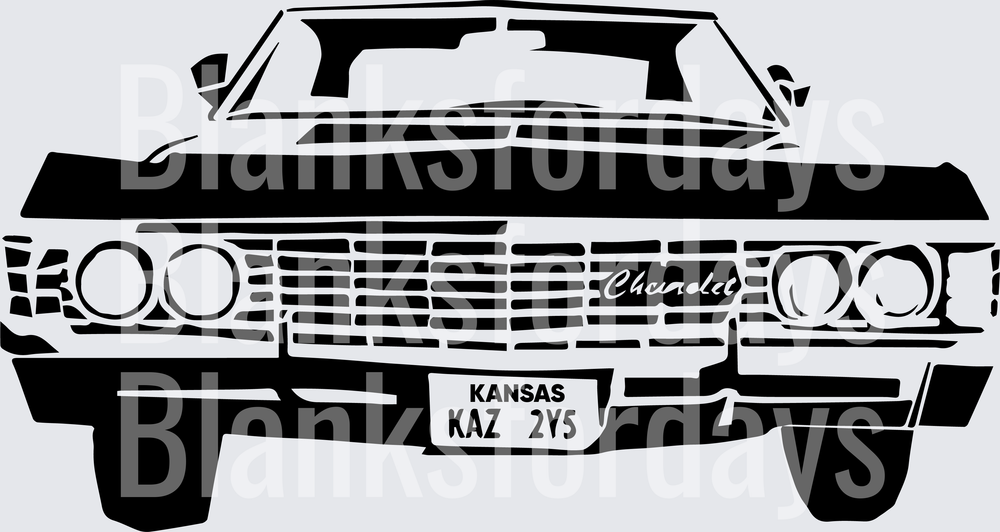 Supernatural 1967 Chevy Impala KAZ 2Y5 Kansas Front View (DTF)
