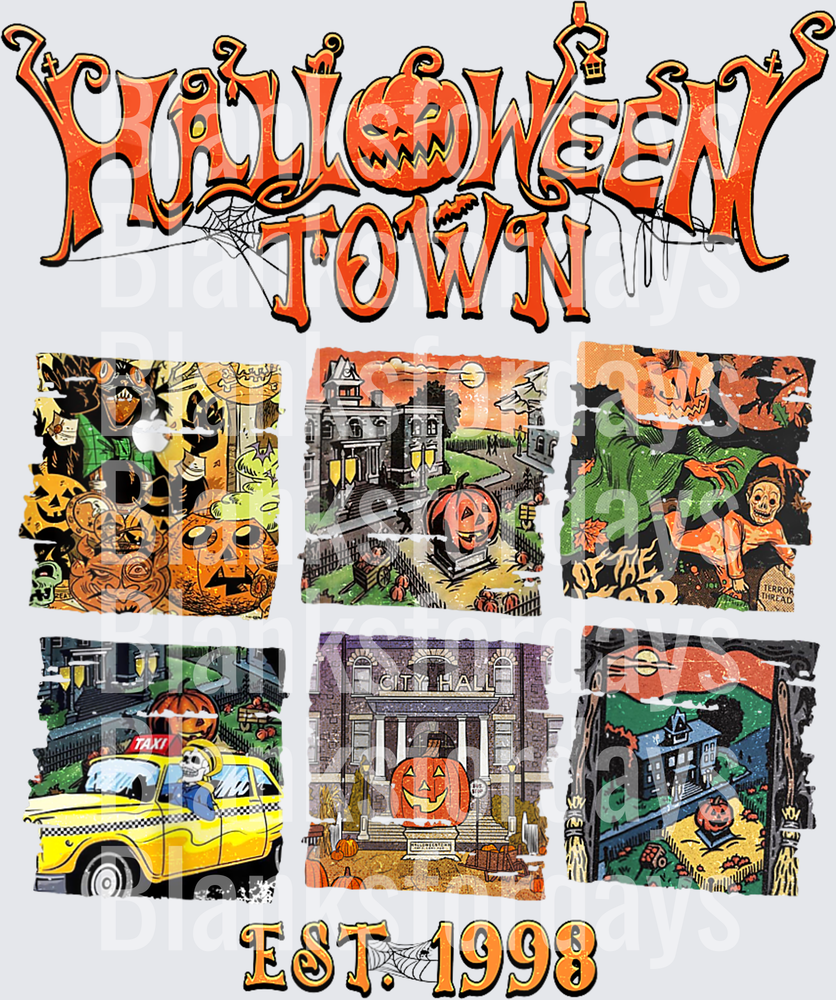 Halloweentown Est 1998 Six Scene Collage Vintage Graphic (DTF)