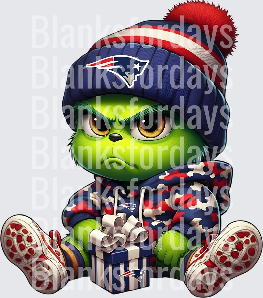 Baby Grinch New England Patriots Christmas Gift Design (DTF)