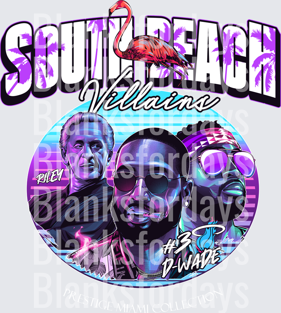 South Beach Villains Riley D-Wade #3 Miami Retro Neon Design (DTF)